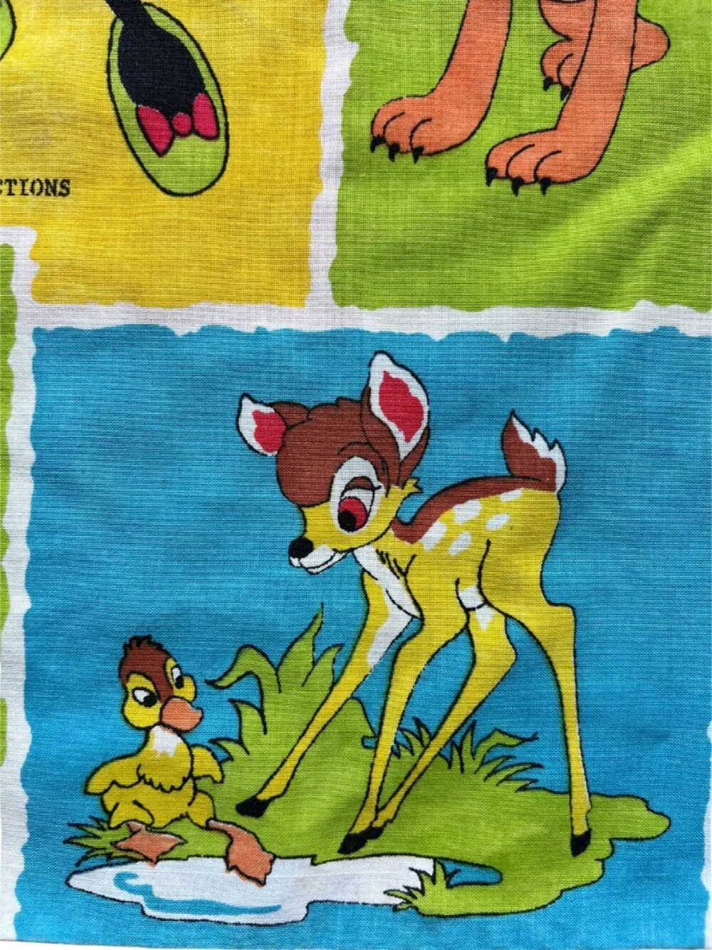Vintage Disney Pillowcase featuring Alice, Robin Hood, Mickey, Donald, Bambi, Ch